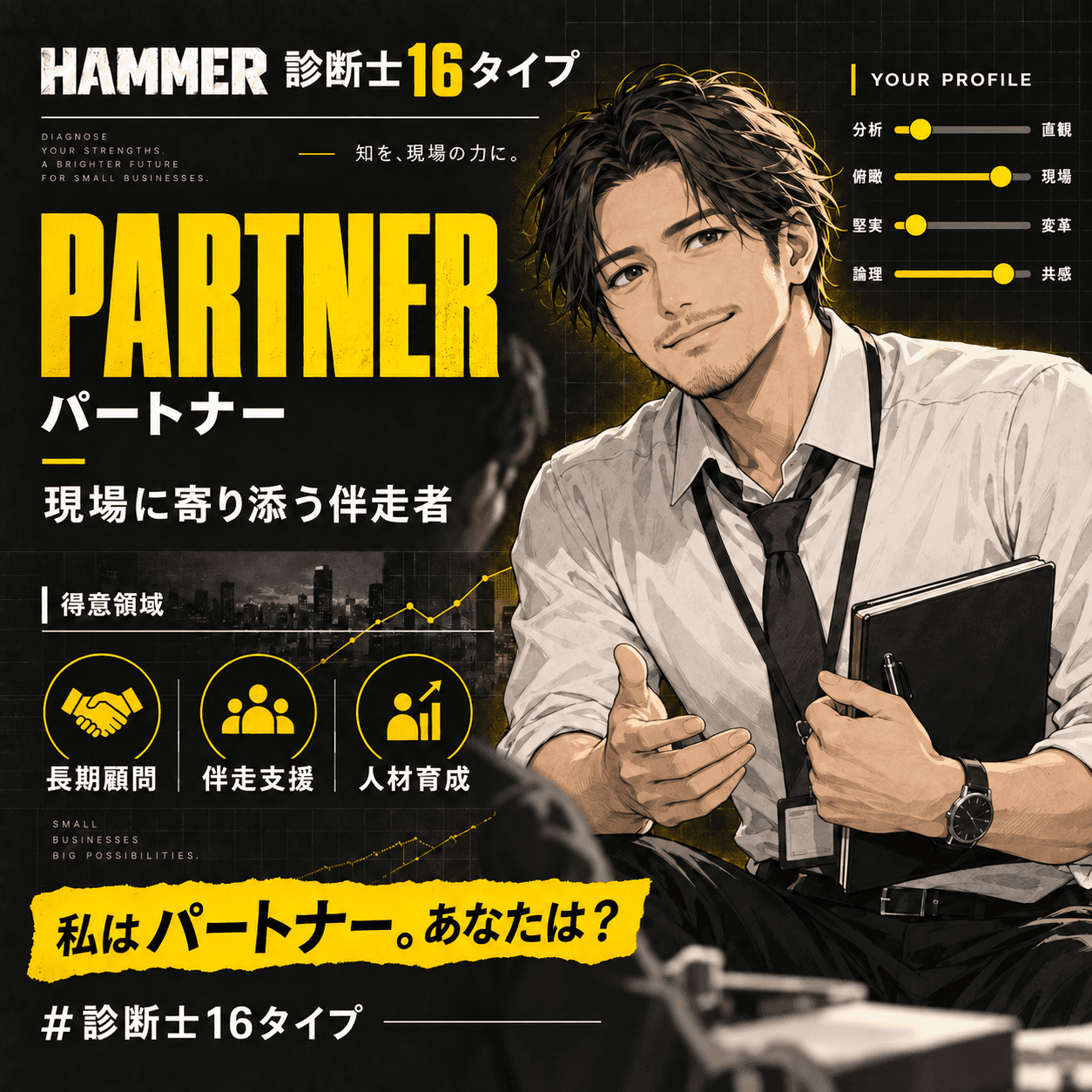 パートナー(Partner)の診断結果カード。現場に寄り添う伴走者